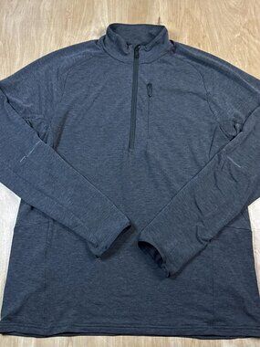 Hill City Pullover Mens Gray 1/4 Zip Long Sleeve Mock Neck Athletic Size Medium